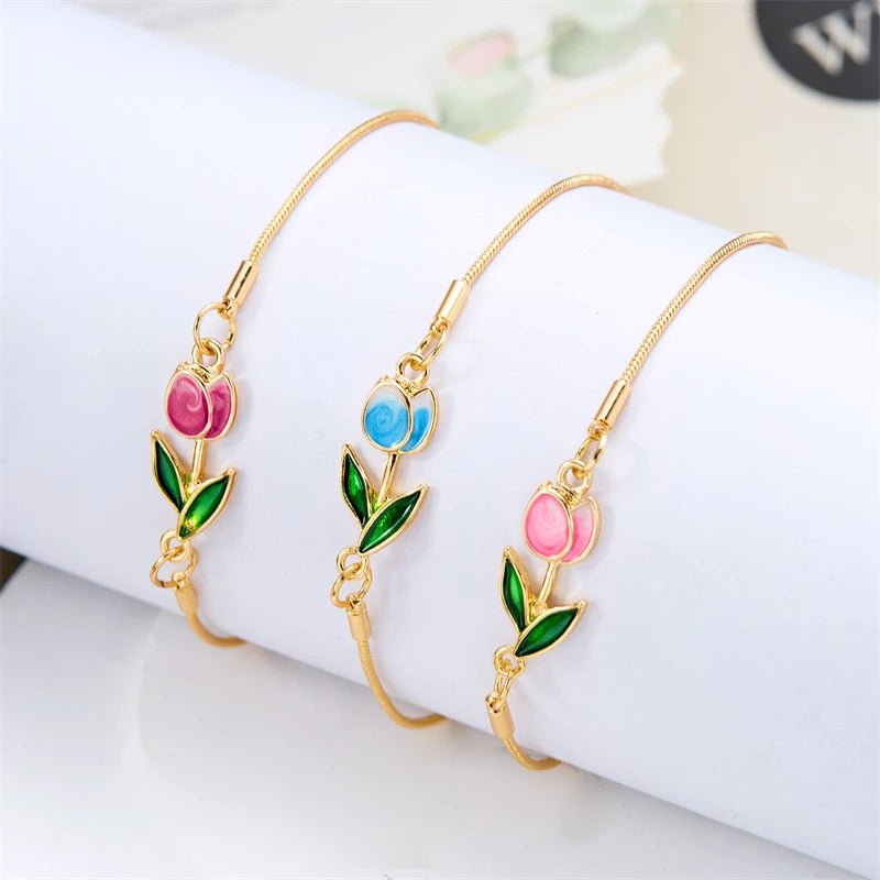 Elegantes Armband Rosa Tulpenblume