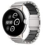 Edelstahlarmband für Google Pixel Watch 3, 4, 45mm Silber und Schwarz