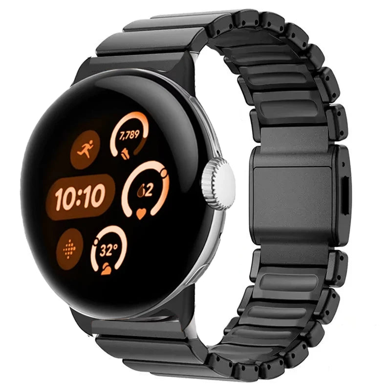 Edelstahlarmband für Google Pixel Watch 3, 4, 45mm Schwarz