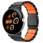 Edelstahlarmband für Google Pixel Watch 3, 4, 45mm Schwarz und Orange