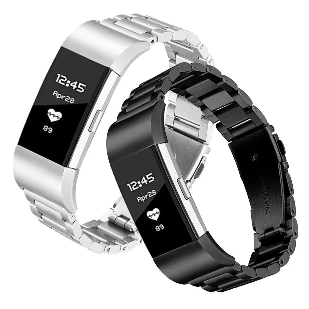 Edelstahlarmband für Fitbit Charge 5, Charge 6 Uhr in Silber und Schwarz