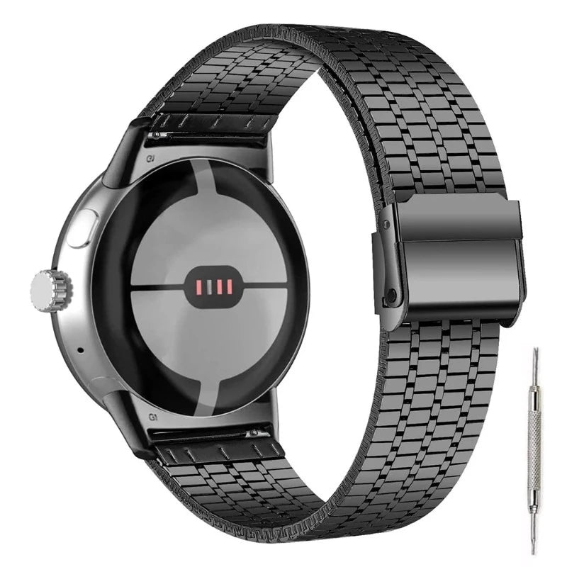 Edelstahl-Armband für Google Pixel Watch 1 & 2 Smartwatch, schwarz