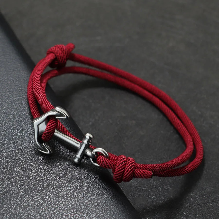 Armband aus Kordel mit Anker, bordeaux