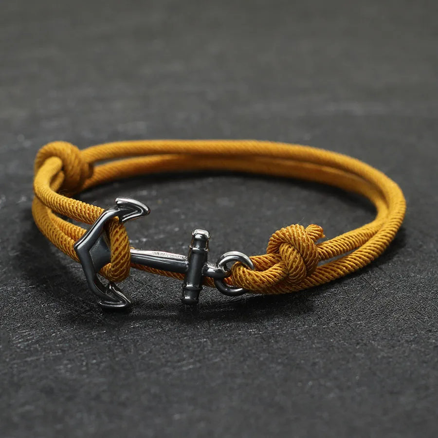 Armband aus Kordel mit Anker, gelb