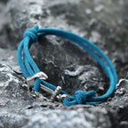Armband aus Kordel mit Anker, blau