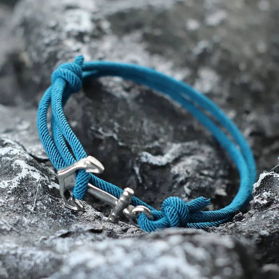 Armband aus Kordel mit Anker, blau
