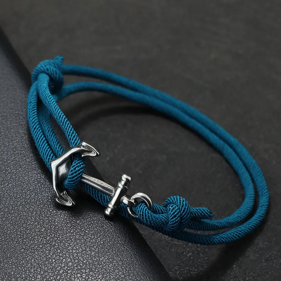 Armband aus Kordel mit Anker, blau