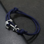 Armband aus Kordel mit Anker, marineblau