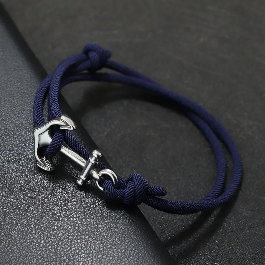 Armband aus Kordel mit Anker, marineblau