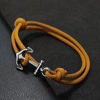 Armband aus Kordel mit Anker, gelb