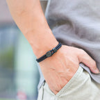 Seilarmband mit schwarzem Kompass Windrose schwarz