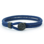 Seilarmband mit schwarzem Kompass Windrose marineblau