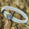 Seilarmband mit schwarzem Kompass Windrose grau