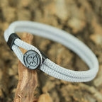 Seilarmband mit schwarzem Kompass Windrose grau