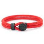 Seilarmband mit schwarzem Kompass Windrose rot