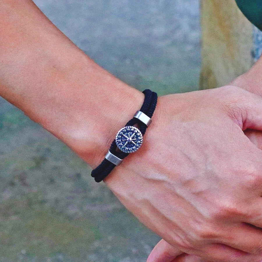 Seilarmband mit Kompass Rosenrose 
