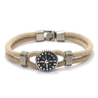 Seilarmband mit beigem Kompass Rosenrose