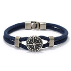 Seilarmband mit marineblauem Kompass Rosenrose