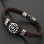 Seilarmband mit braunem Kompass Rosenrose