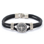 Seilarmband mit schwarzem Kompass Rosenrose