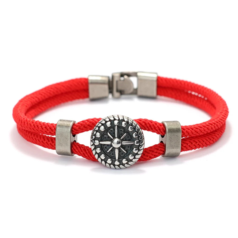 Seilarmband mit rotem Kompass Rosenrose