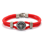 Seilarmband mit rotem Kompass Rosenrose