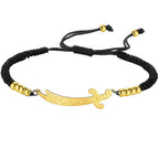 Seilarmband mit schwarzem arabischem Ali Zulfiqar Schwert aus Gold
