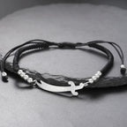 Seilarmband mit schwarzem arabischem Ali Zulfiqar Schwert aus Silber