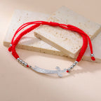Seilarmband mit rotem arabischem Ali Zulfiqar Schwert aus Silber