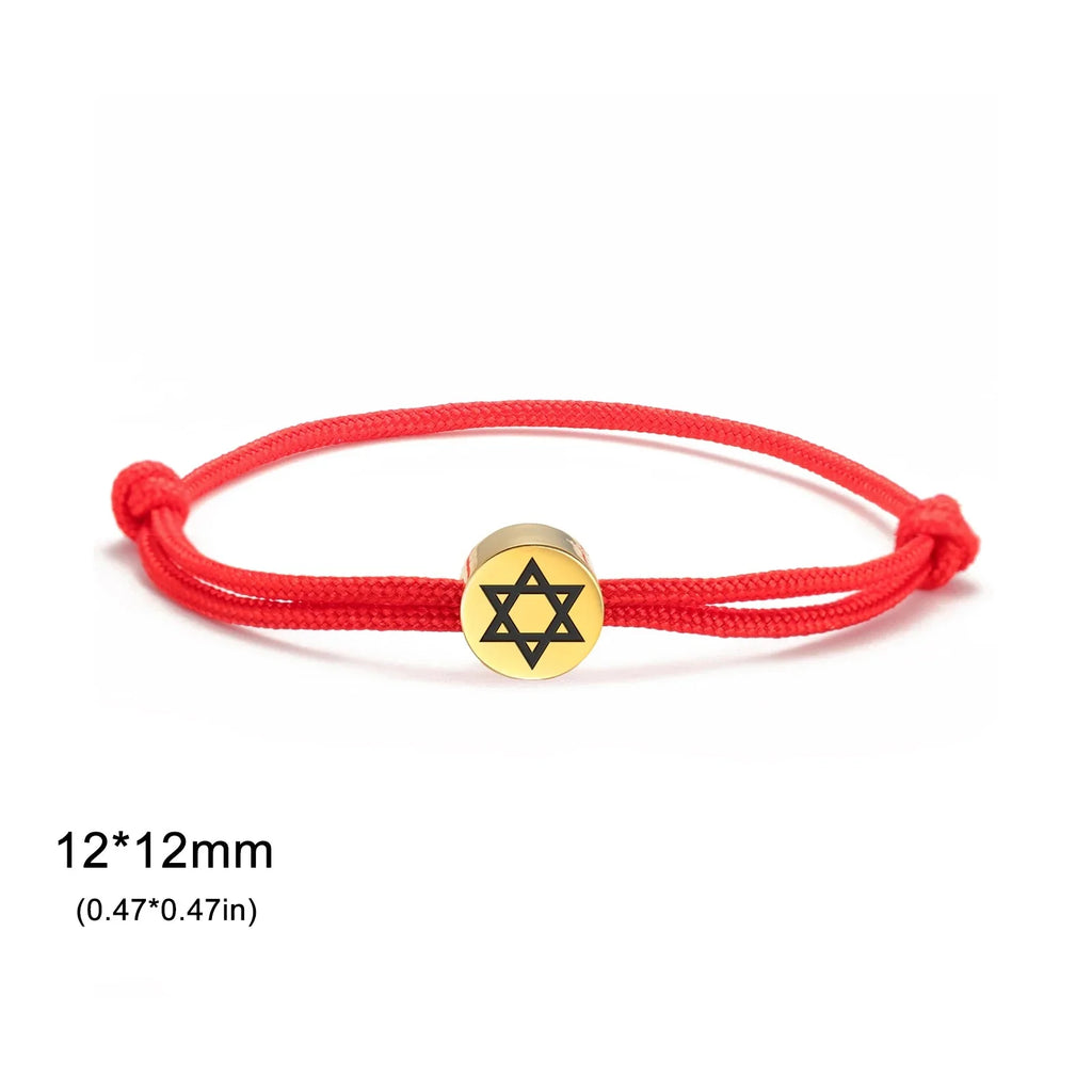 Seilarmband mit dem jüdischen Symbol des roten und goldenen Davidsterns