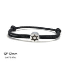 Seilarmband mit dem jüdischen Symbol des schwarzen und silbernen Davidsterns