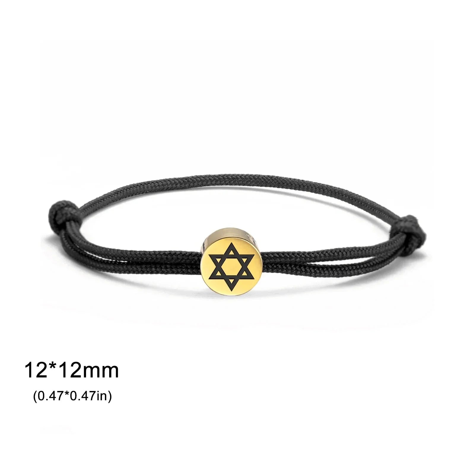 Seilarmband mit dem jüdischen Symbol des schwarzen und goldenen Davidsterns