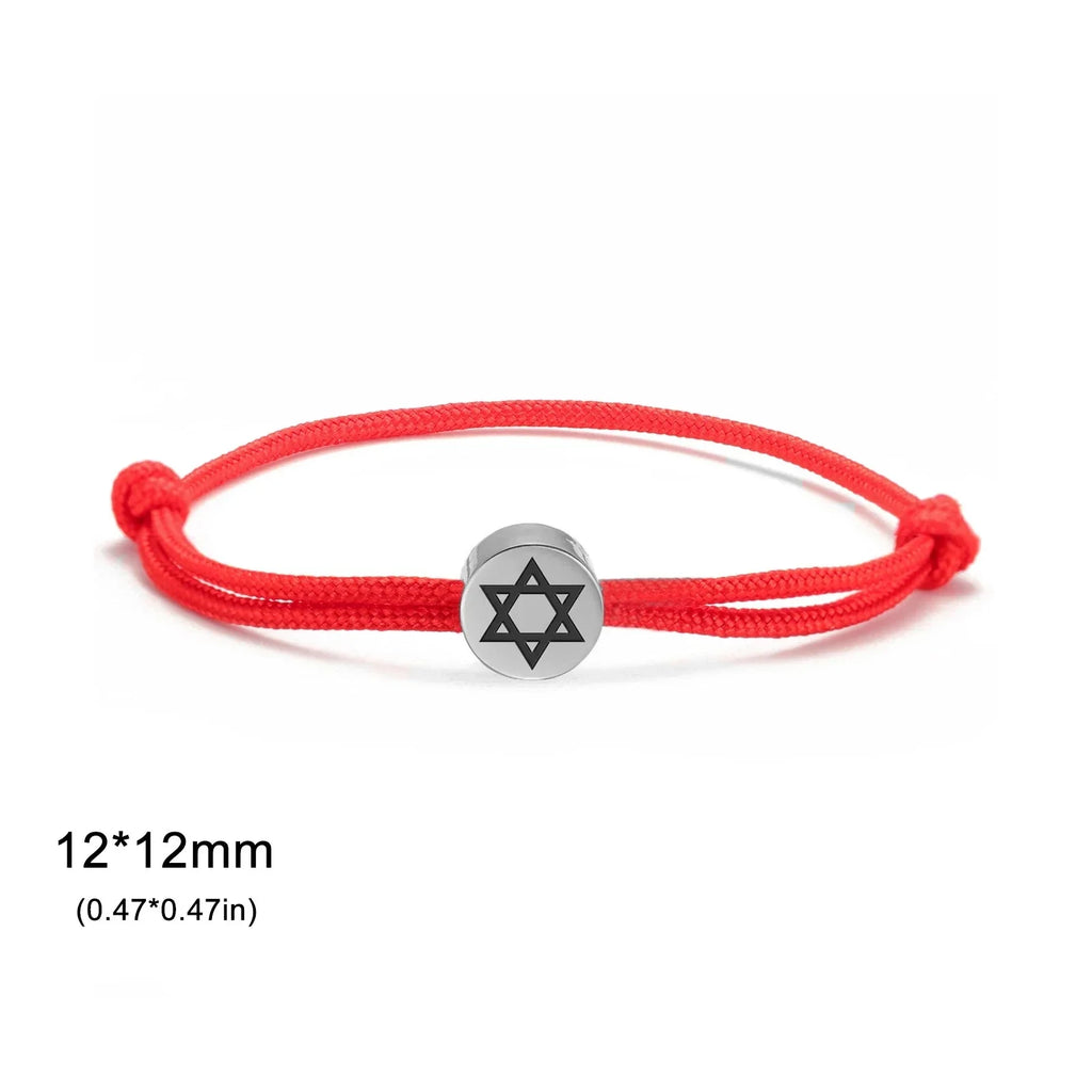 Seilarmband mit dem jüdischen Symbol des roten und silbernen Davidsterns