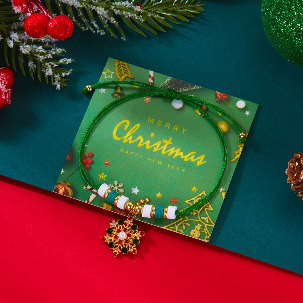 Seilarmband mit grünem Weihnachtsflocken-Anhänger