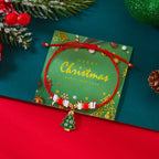 Seilarmband mit rotem Weihnachtsbaum- und Kugel-Anhänger