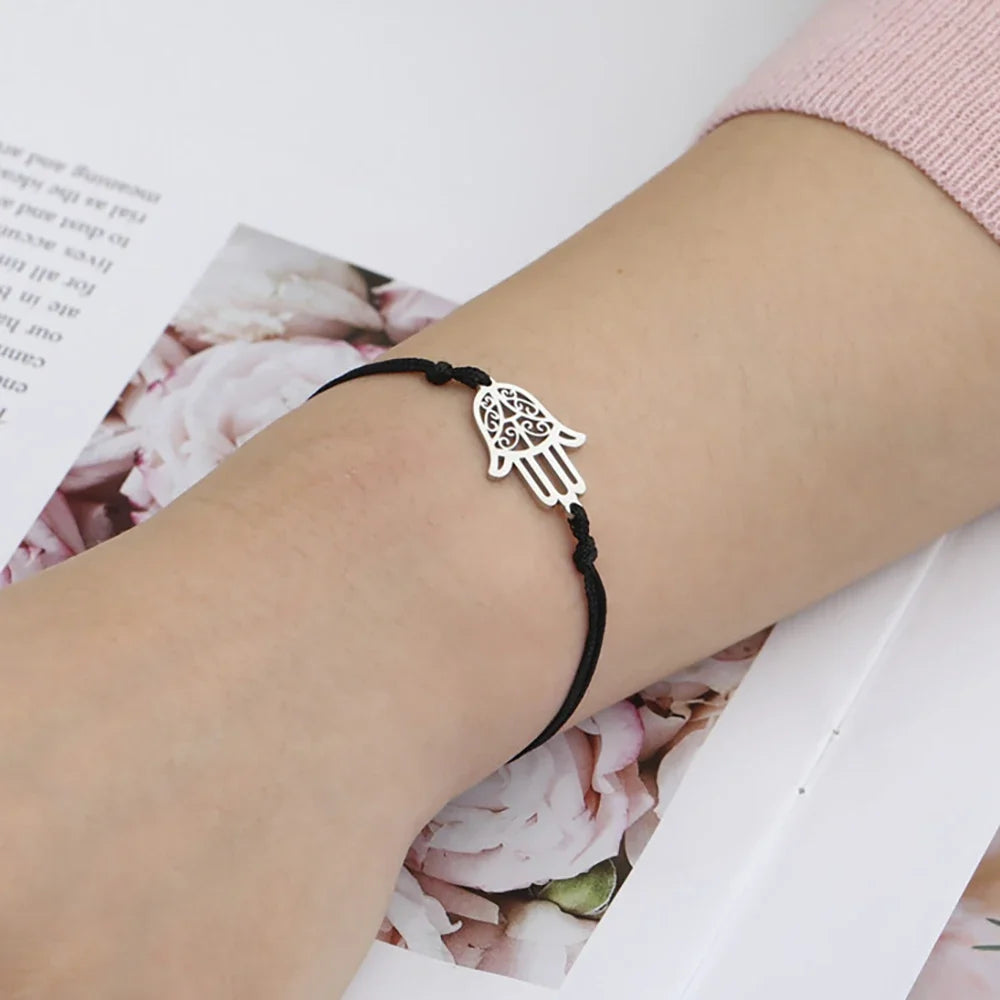 Seilarmband mit arabischer Fatima-Hand in Silber