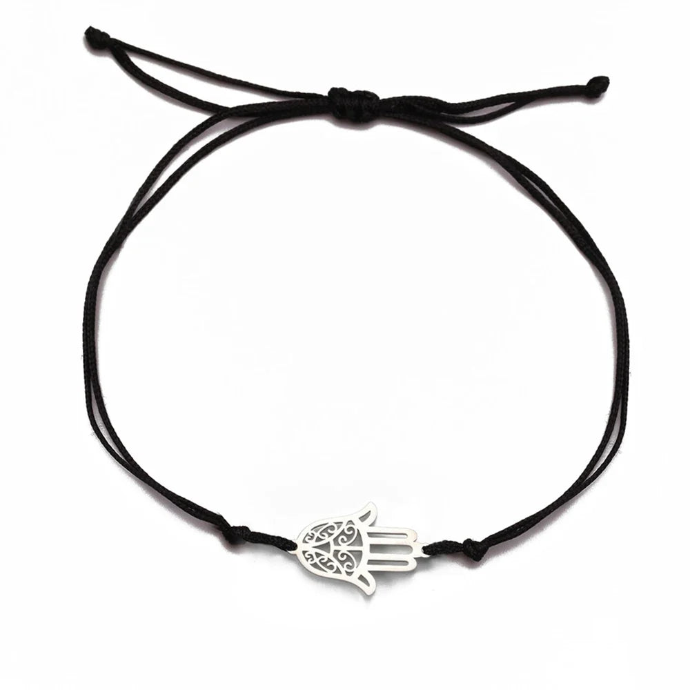 Seilarmband mit arabischer Fatima-Hand in Silber