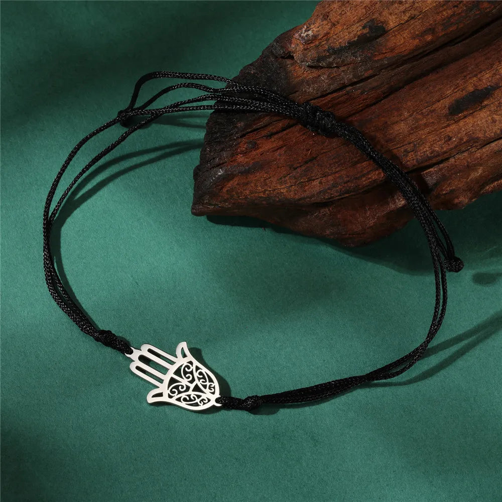 Seilarmband mit arabischer Fatima-Hand in Silber