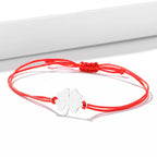 Seilarmband mit vierblättrigem Kleeblatt Glücksbringer rot und silber