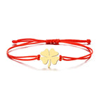 Seilarmband mit vierblättrigem Kleeblatt Glücksbringer rot und gold
