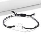 Seilarmband mit vierblättrigem Kleeblatt Glücksbringer schwarz und silber