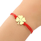 Seilarmband mit vierblättrigem Kleeblatt Glücksbringer rot und gold