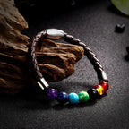 Armband aus Seil und 7 Chakra-Steinen
