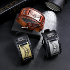 Schwarzes Lederarmband mit Adler, Braun