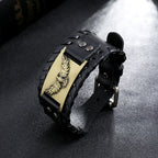 Schwarzes Lederarmband mit Adler
