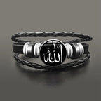 Armband aus schwarzem arabischem muslimischem Allah-Leder