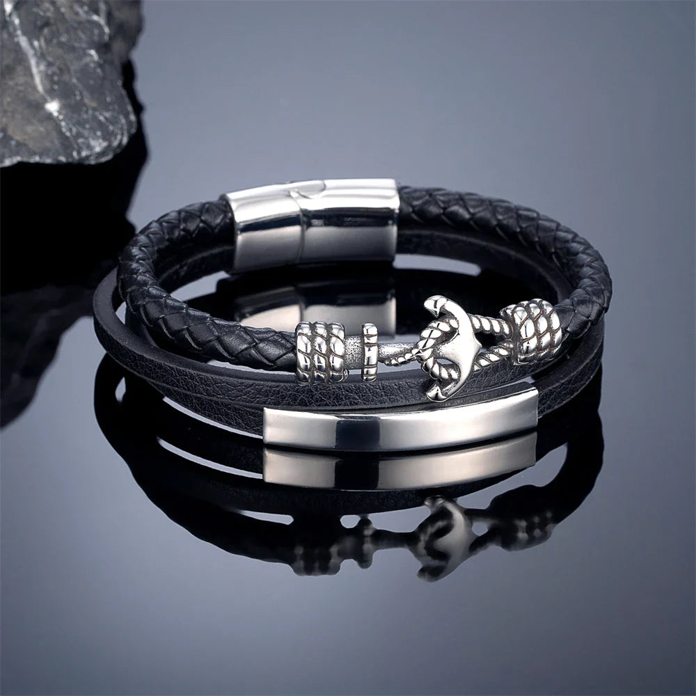 Dreifaches Ankerarmband schwarz