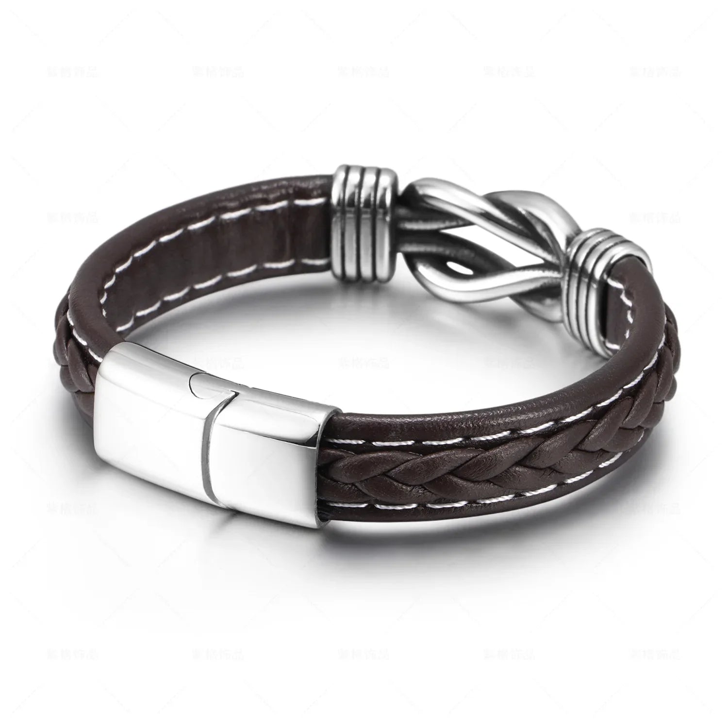 Lederarmband mit Knoten für Herren braun