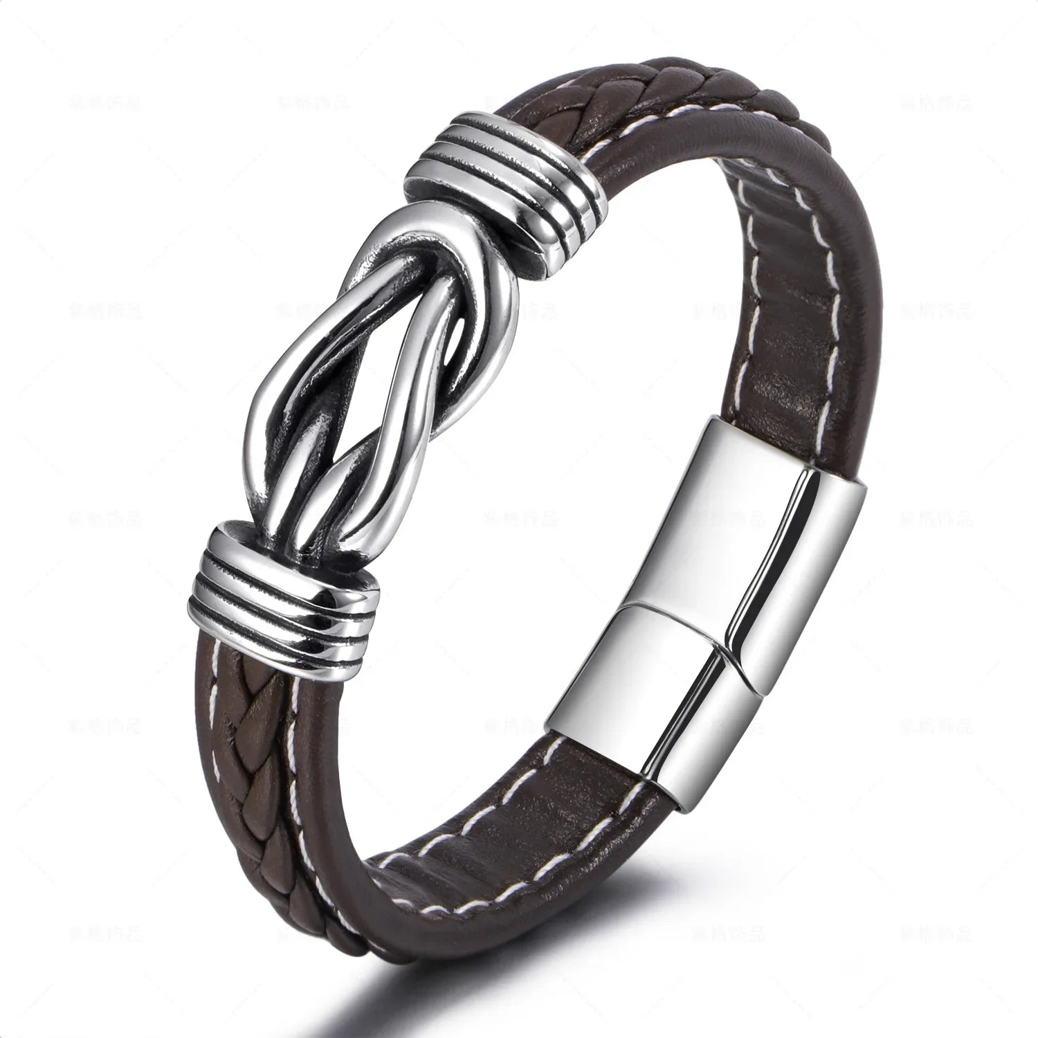 Lederarmband mit Knoten für Herren braun