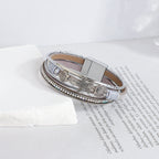 Armband aus Leder mit Muschel und Seestern in Silber